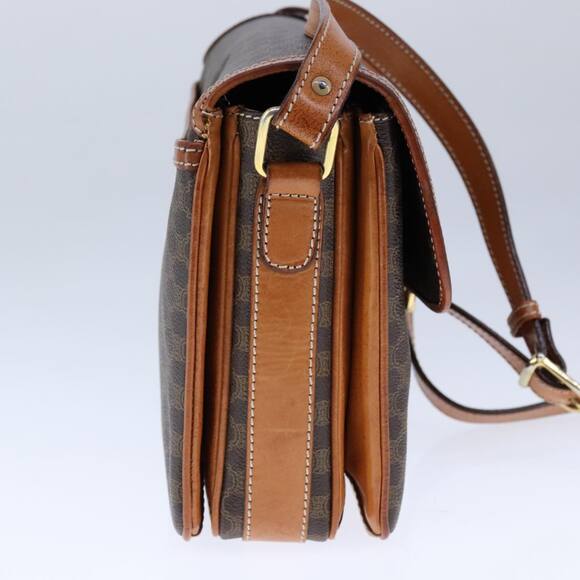 CELINE Macadam Canvas Shoulder Bag Pvc Leather Brown Gold - Picture 4 of 13